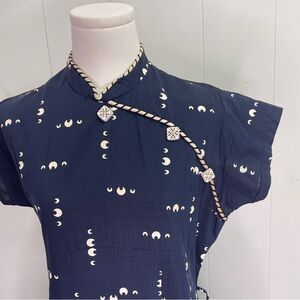 Vintage 1940s Bespoke Cotton Dress whimsical witchy statement